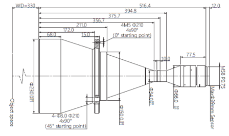 Mechanical Drawing LM58-TELECENTRIC-0.205X-WD330-39-NI