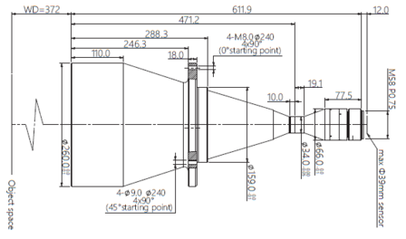 Mechanical Drawing LM58-TELECENTRIC-0.181X-WD372-39-NI