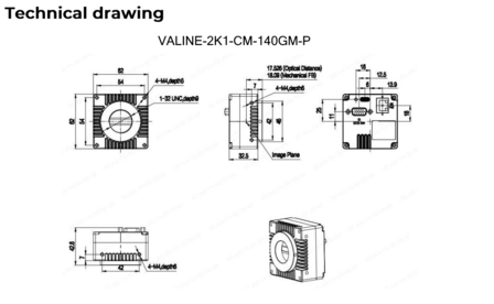 Line scan camera - VALINE-2K1-CM-140GM-P - Mechanical drawing