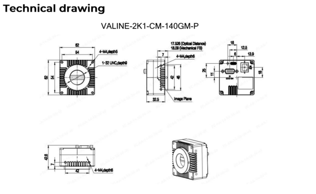 Line scan camera - VALINE-2K1-CM-140GM-P - Mechanical drawing