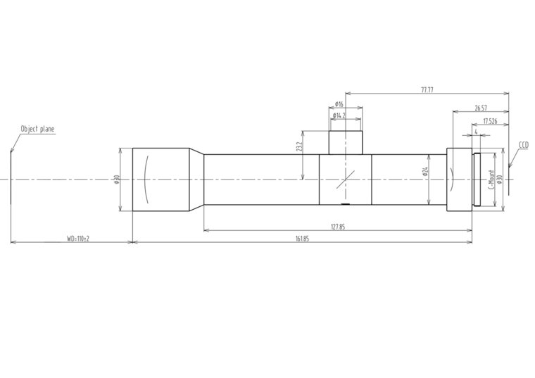 LCM-TELECENTRIC-6X-WD110-1.5-CO, Bi-Telecentric C-mount lens, Magnification 6x, Sensorsize 2/3”